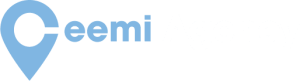 Ceemi Agency logo with a blue location pin and white text.