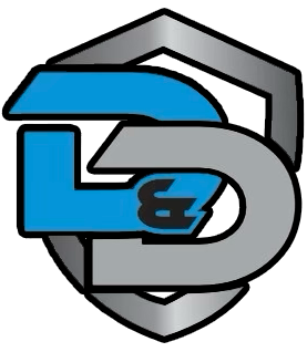 A blue and gray "D&D" logo with a shield outline in the background.